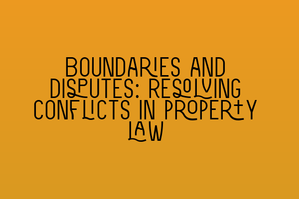 Boundaries and disputes: Resolving conflicts in property law